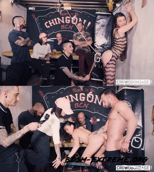 BDSM group session with obedient Tiffany Doll (2019/FullHD) [CROWD BONDAGE]